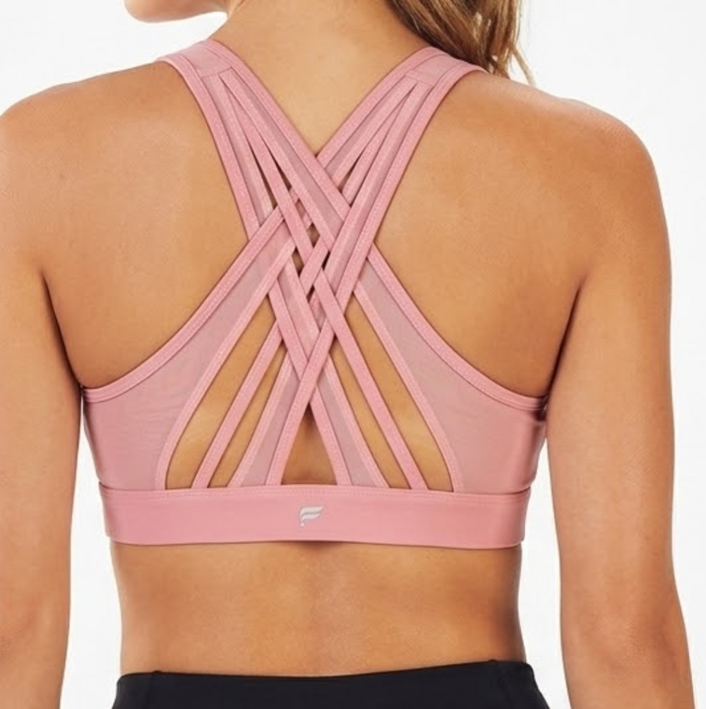 Fabletics Pink Mesh Front Strappy Back Sports Bra Size XS